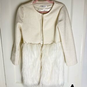 Chicwish Cream and White Faux Fur Coat